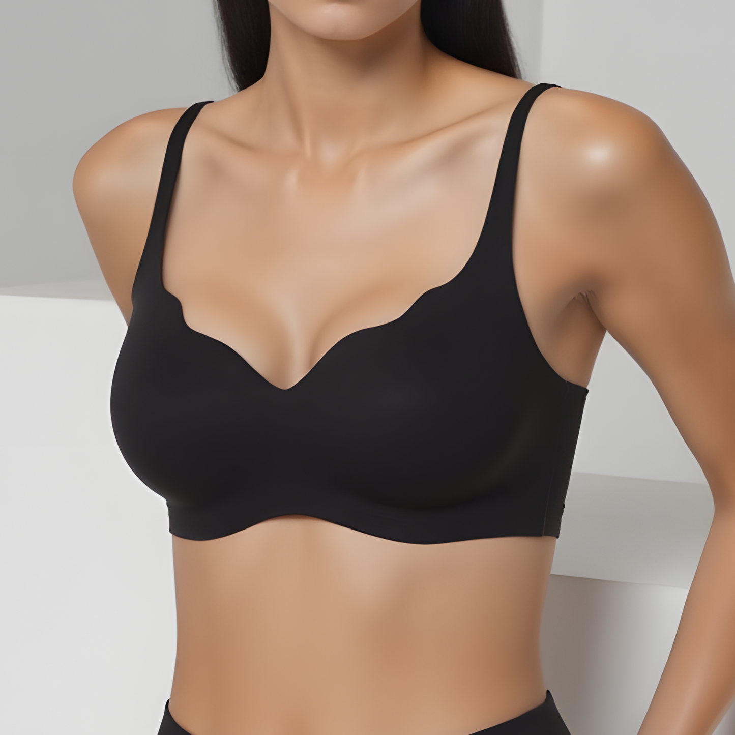 Wireless Sweetheart Neckline Bra Black