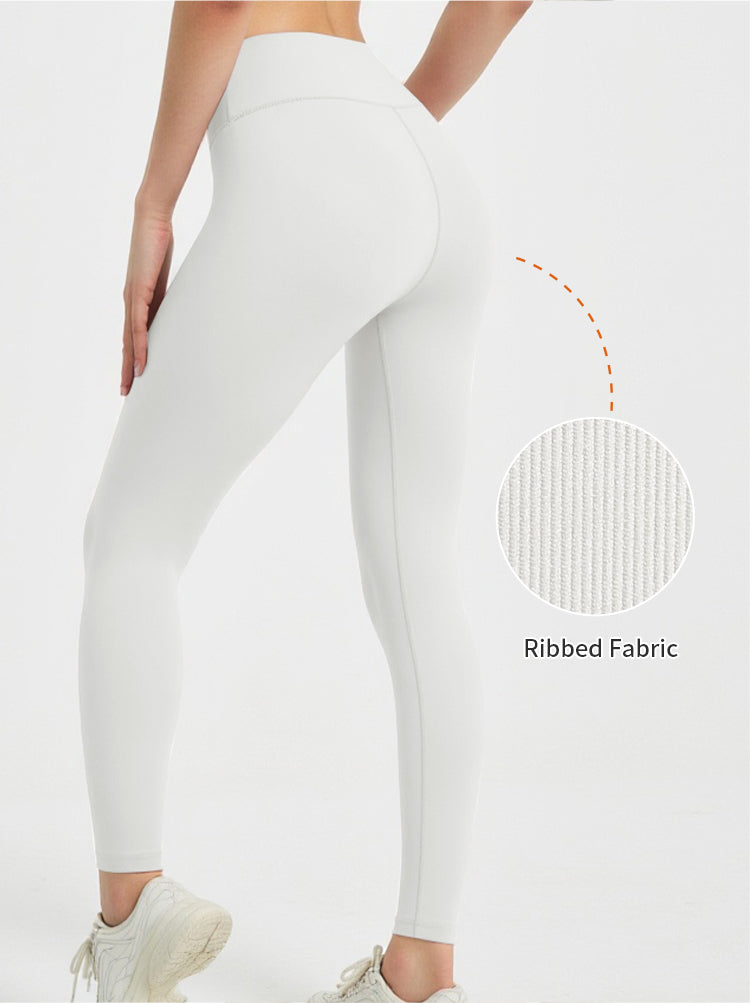 Blosira High-Waisted Ribbed Cuff 7/8 Yoga Leggings