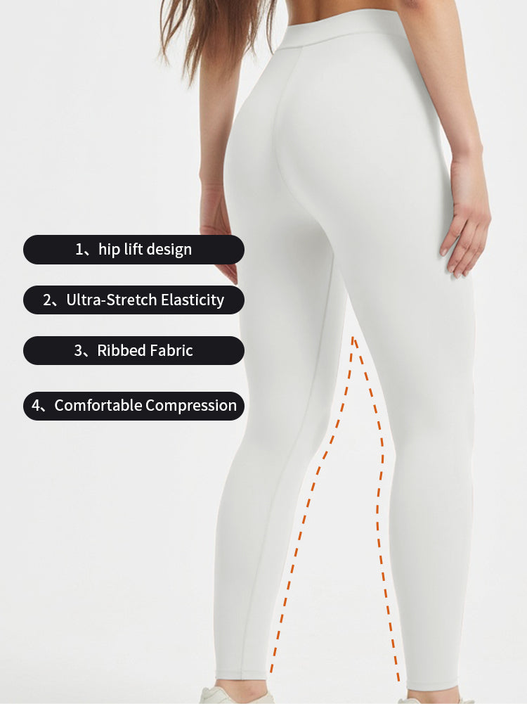 Blosira High-Waisted Ribbed Cuff 7/8 Yoga Leggings