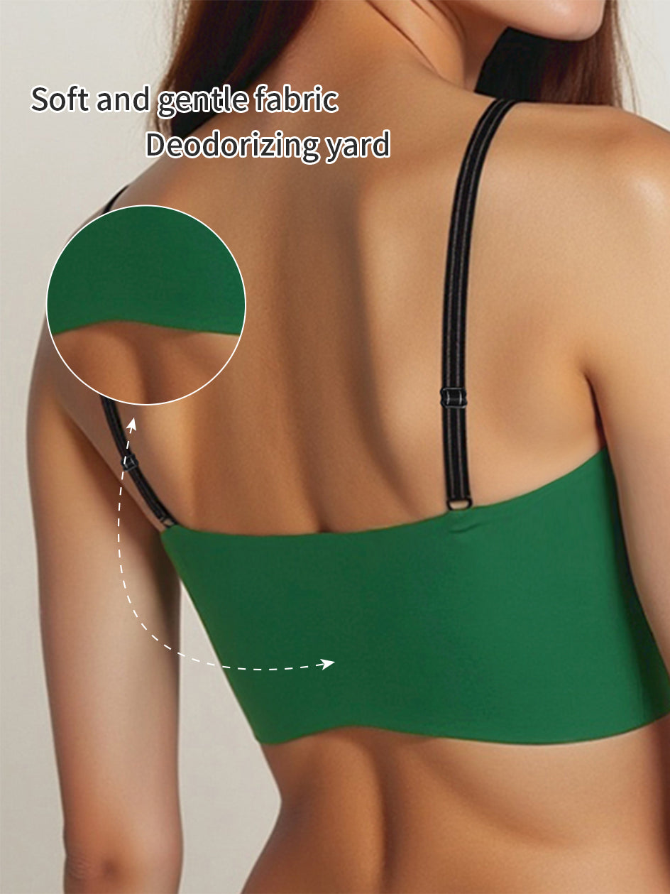 Seamless Wireless Bras with Contrast Straps