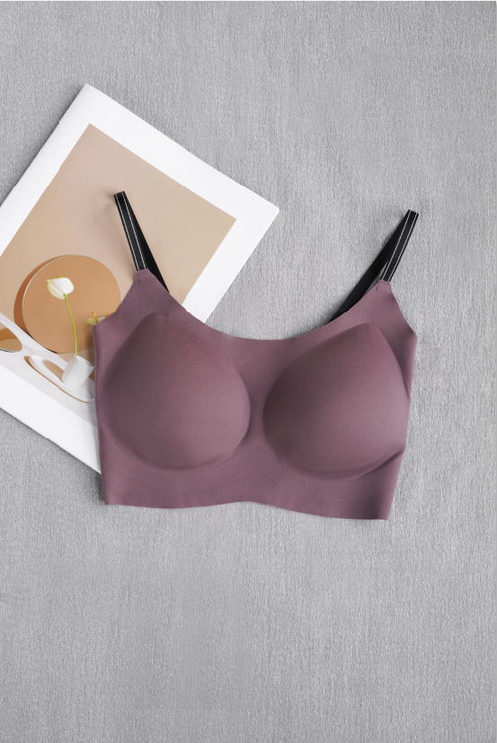 Seamless Wireless Bras with Contrast Straps
