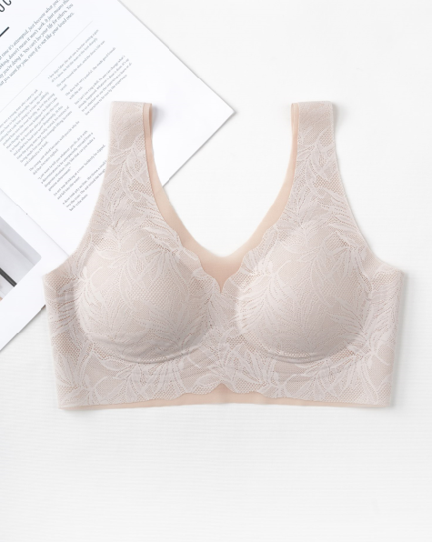 Leaf Lace Mesh Seamless Bra