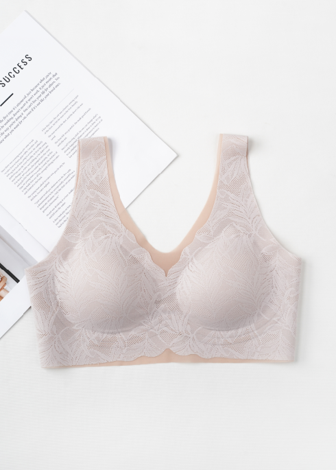 Leaf Lace Mesh Seamless Bra