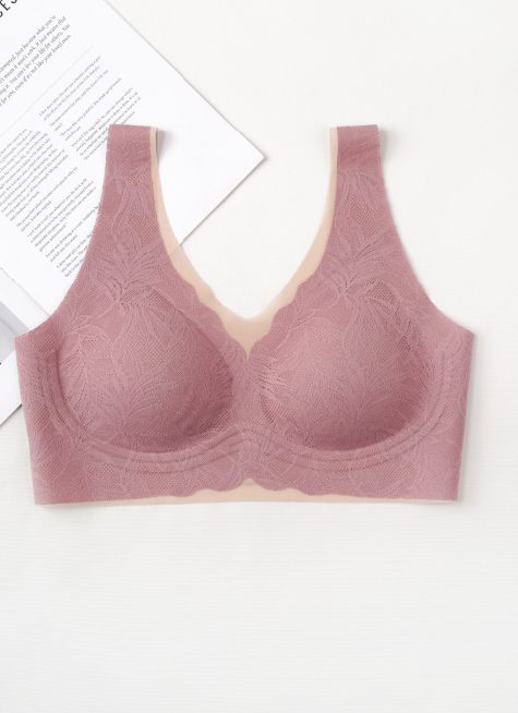 Leaf Lace Mesh Seamless Bra