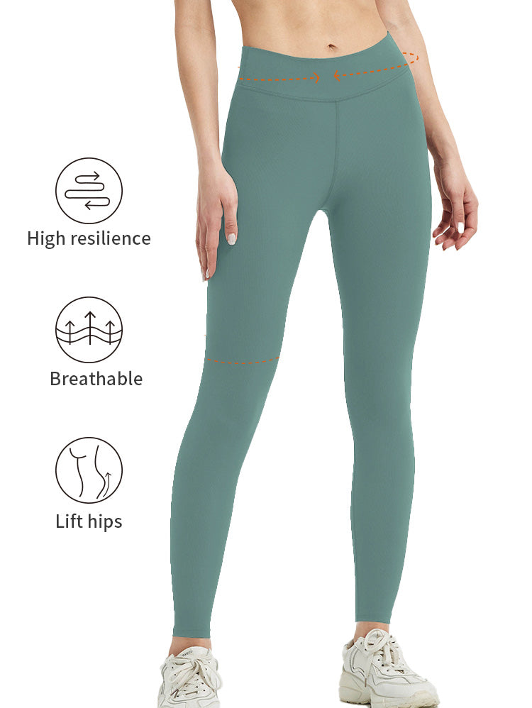 Blosira High-Waisted Ribbed Cuff 7/8 Yoga Leggings