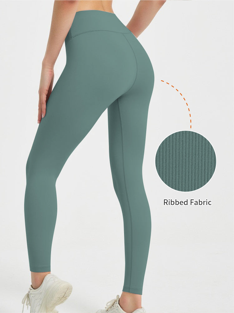 Blosira High-Waisted Ribbed Cuff 7/8 Yoga Leggings
