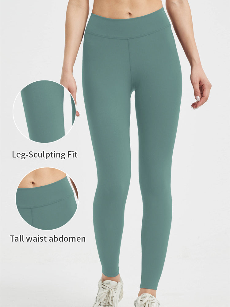 Blosira High-Waisted Ribbed Cuff 7/8 Yoga Leggings