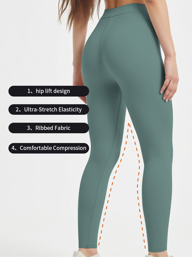 Blosira High-Waisted Ribbed Cuff 7/8 Yoga Leggings