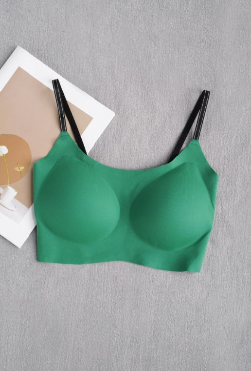 Seamless Wireless Bras with Contrast Straps