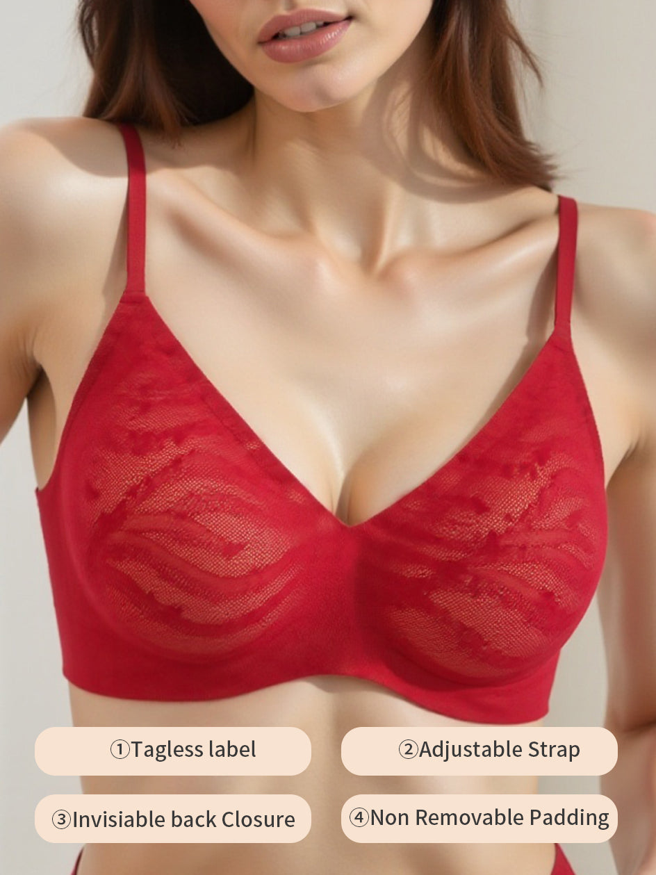 Elegant Star Lace V-Neck Wireless Bra