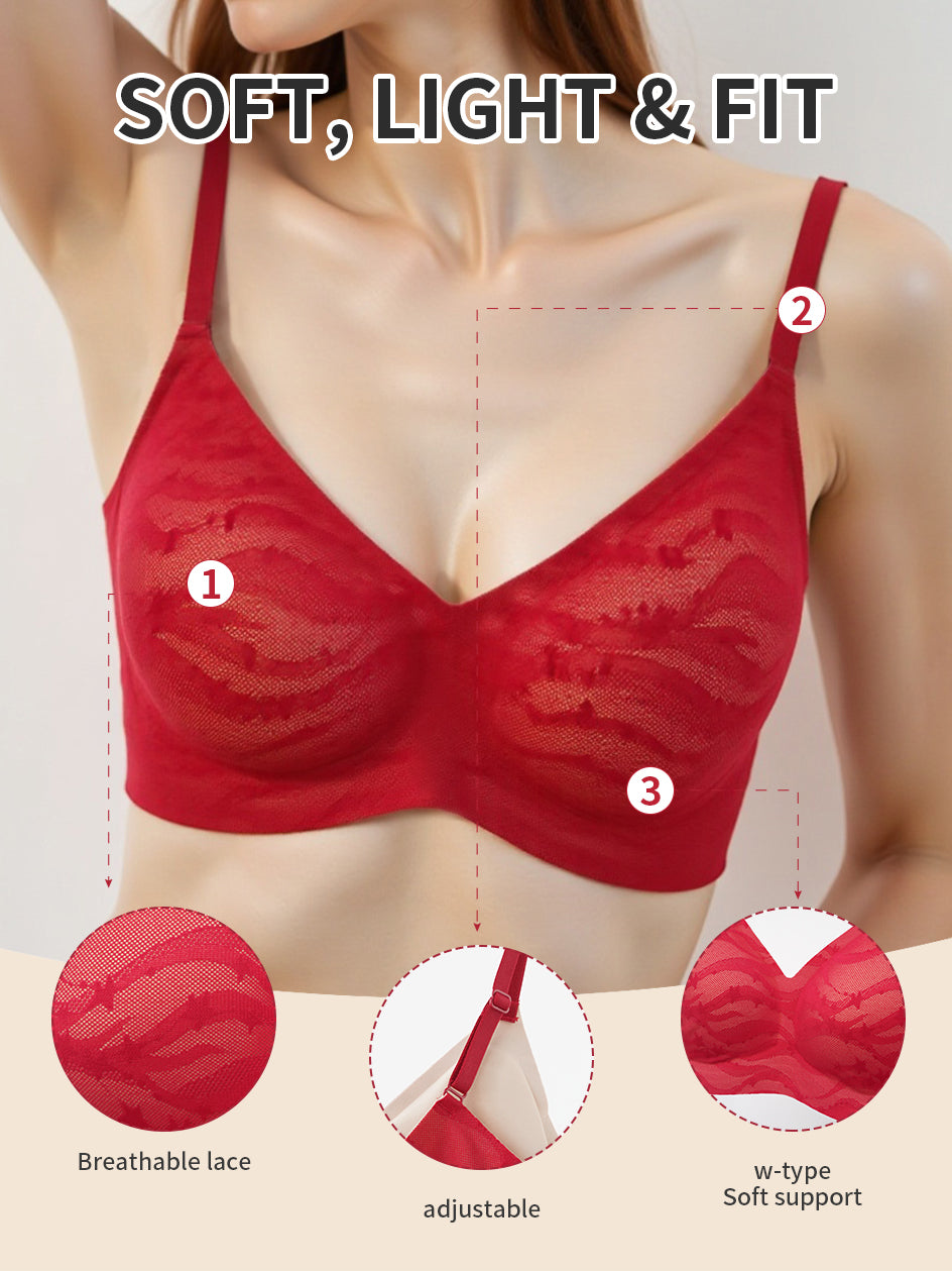 Elegant Star Lace V-Neck Wireless Bra