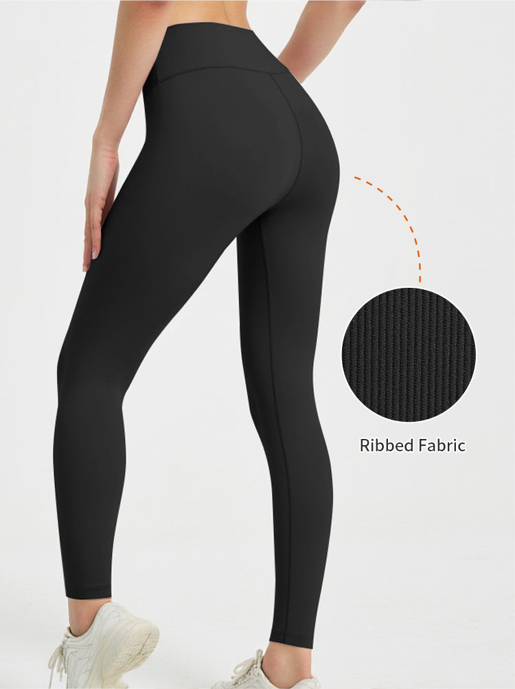 Blosira High-Waisted Ribbed Cuff 7/8 Yoga Leggings