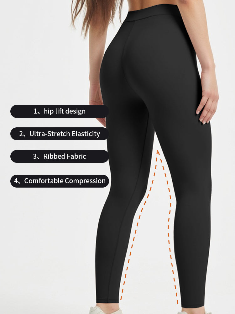 Blosira High-Waisted Ribbed Cuff 7/8 Yoga Leggings
