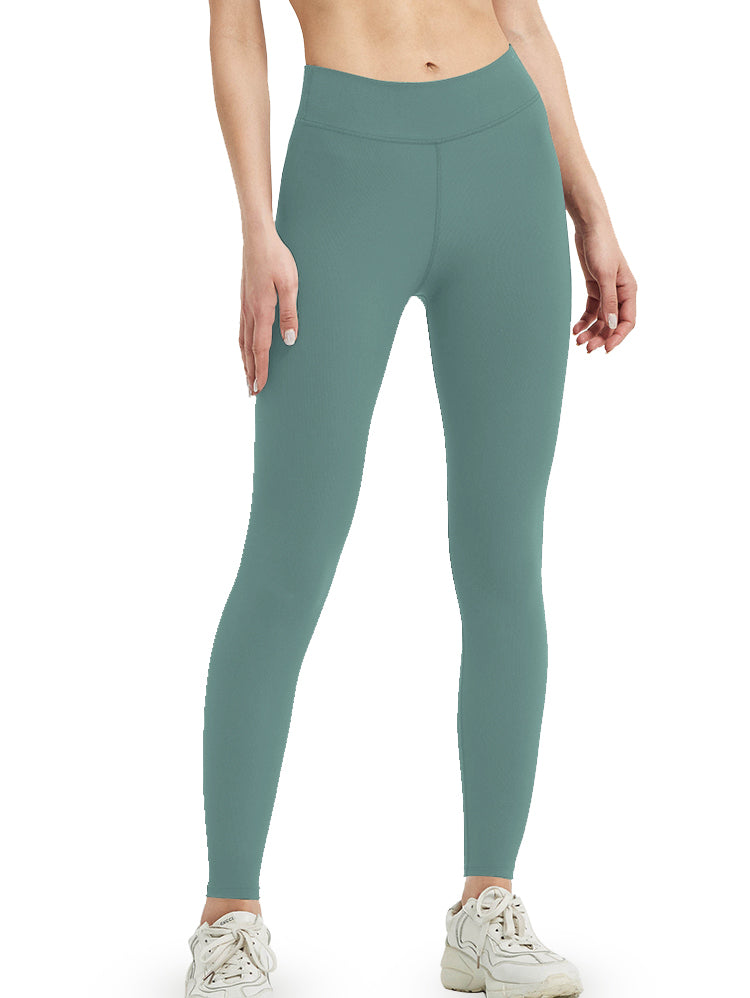 Blosira High-Waisted Ribbed Cuff 7/8 Yoga Leggings