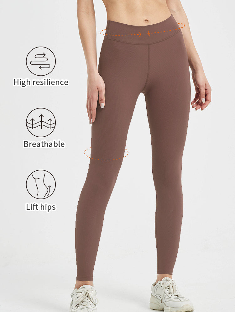 Blosira High-Waisted Ribbed Cuff 7/8 Yoga Leggings