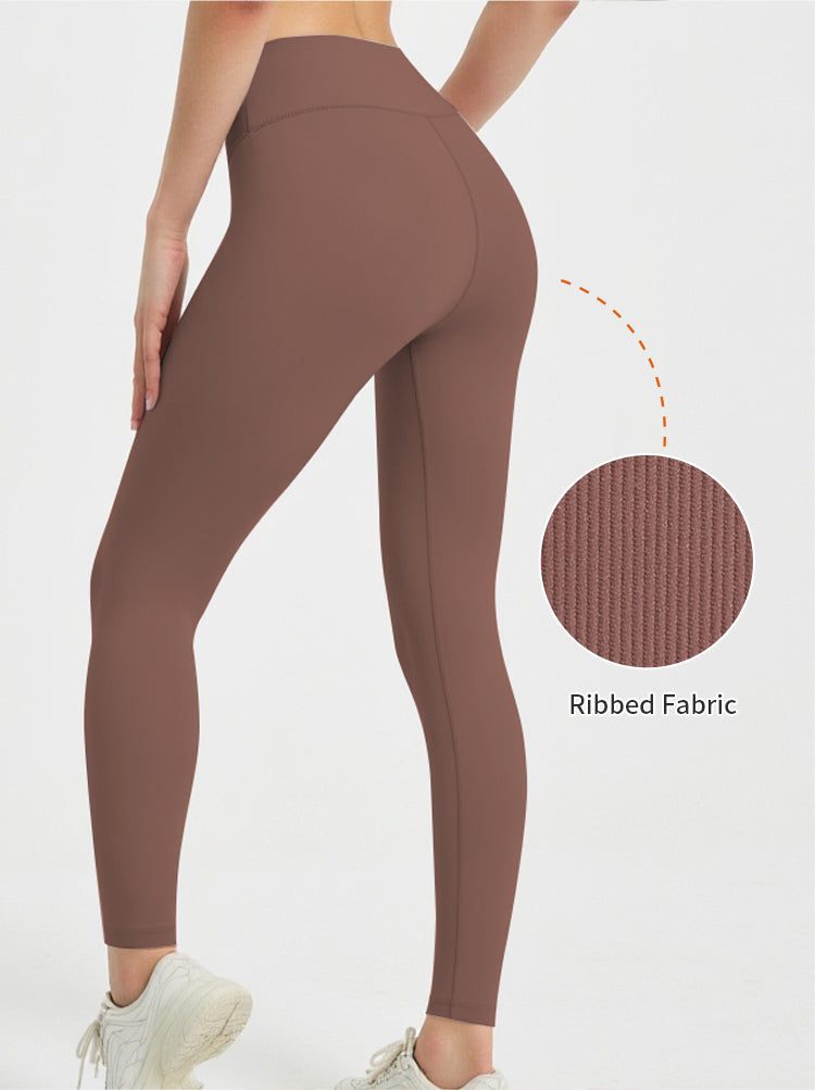 Blosira High-Waisted Ribbed Cuff 7/8 Yoga Leggings