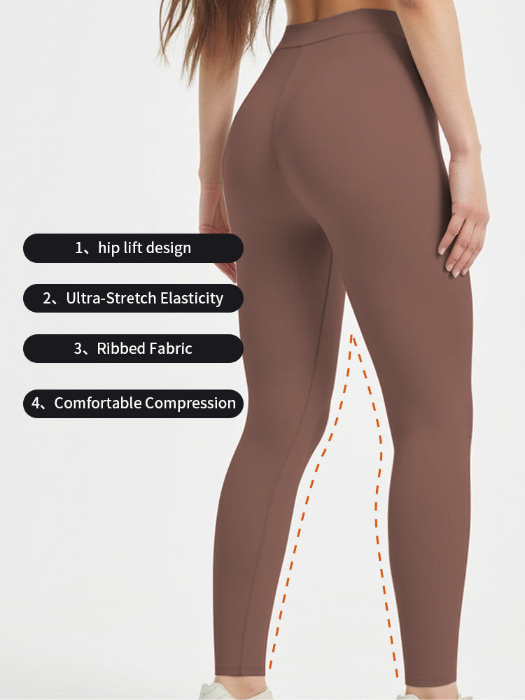 Blosira High-Waisted Ribbed Cuff 7/8 Yoga Leggings