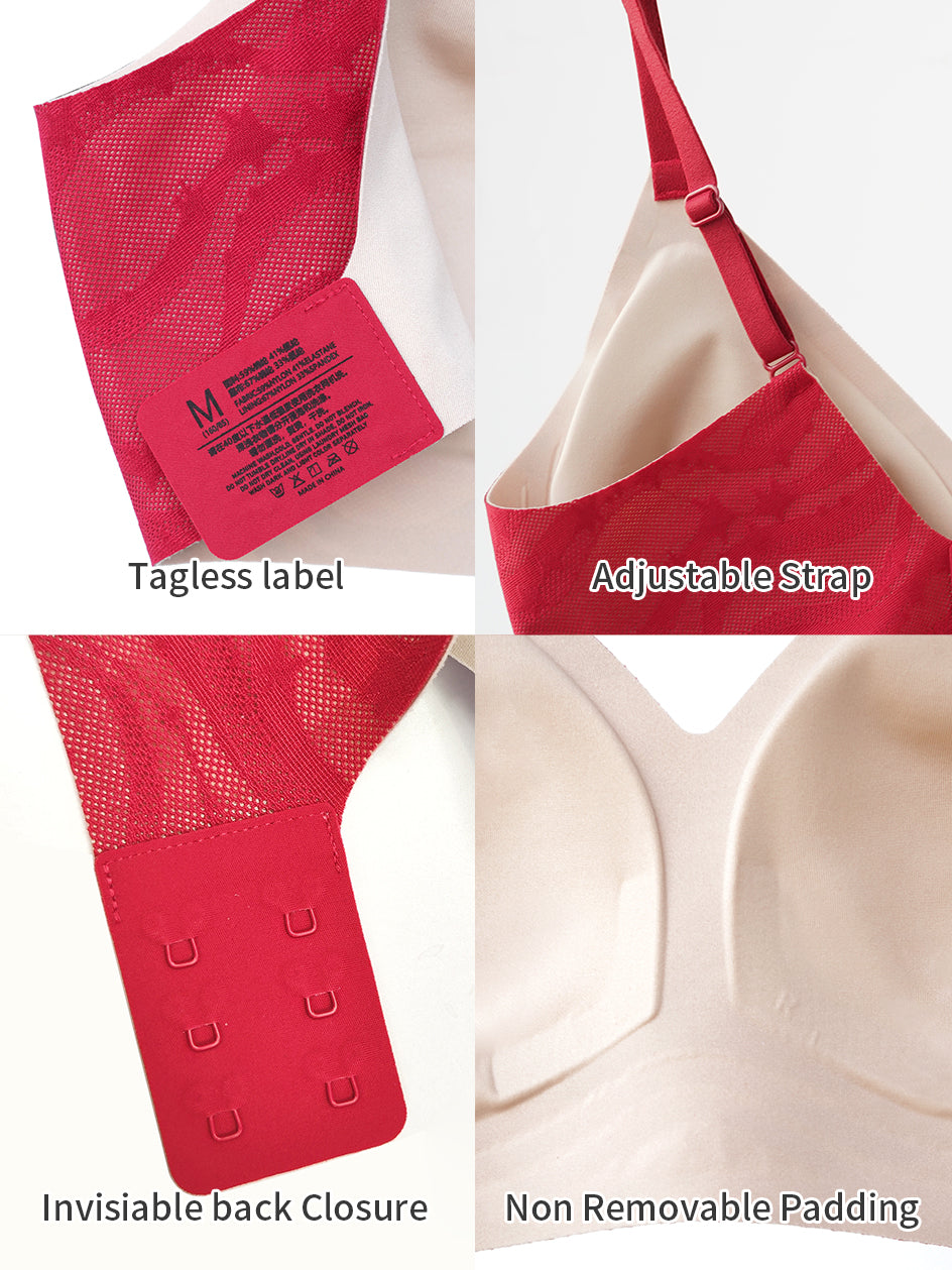 Elegant Star Lace V-Neck Wireless Bra