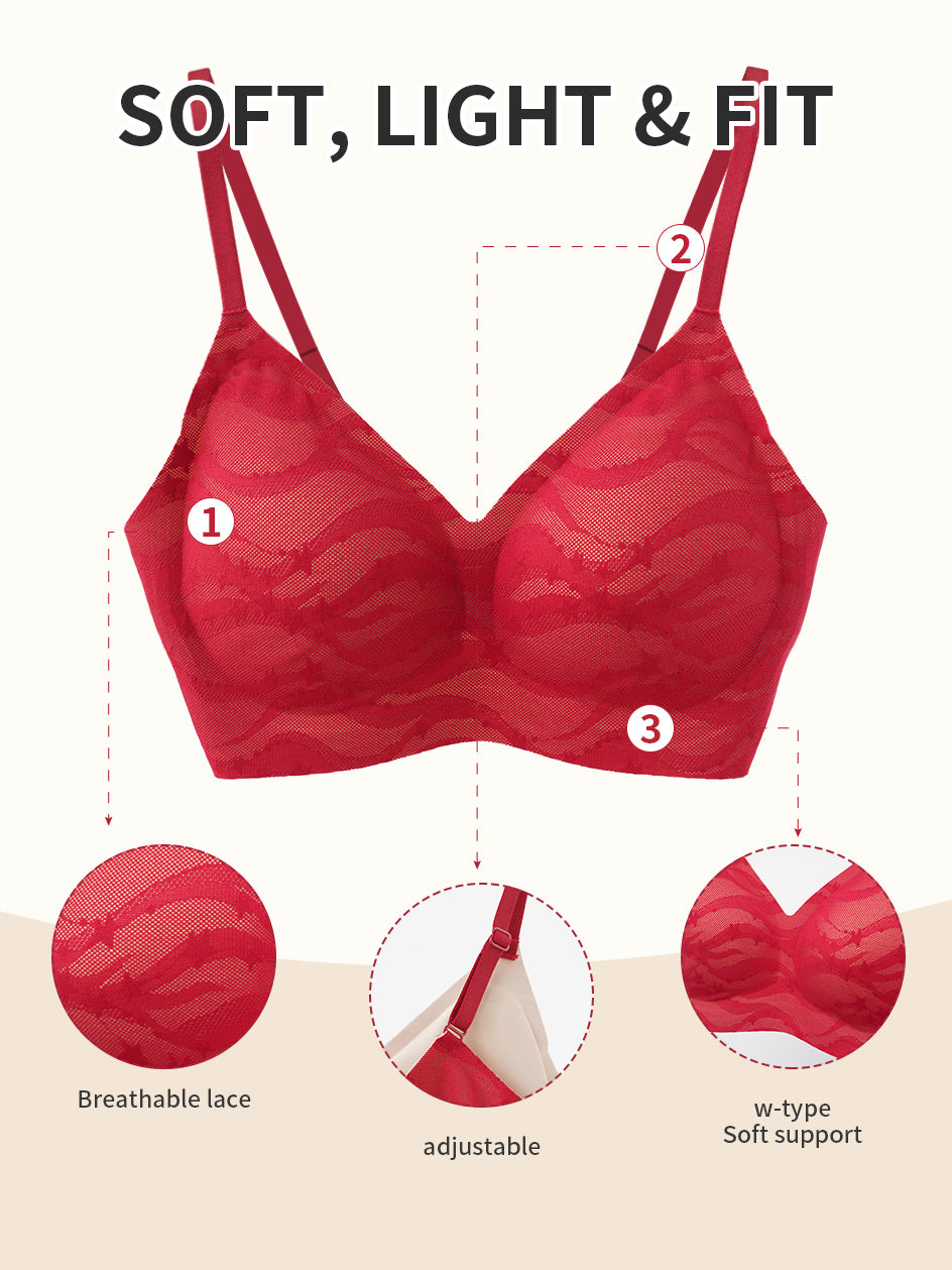 Elegant Star Lace V-Neck Wireless Bra