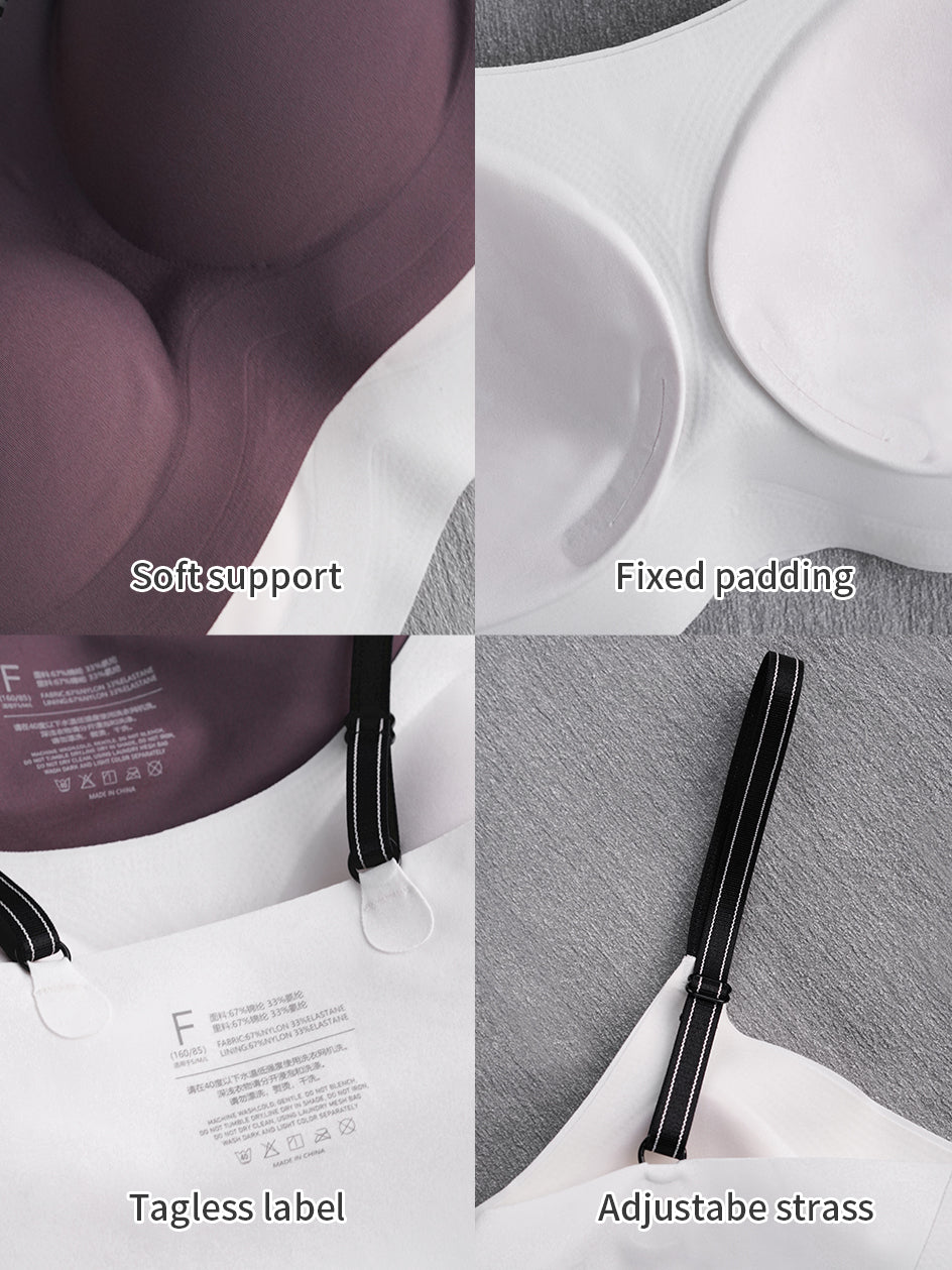Seamless Wireless Bras with Contrast Straps
