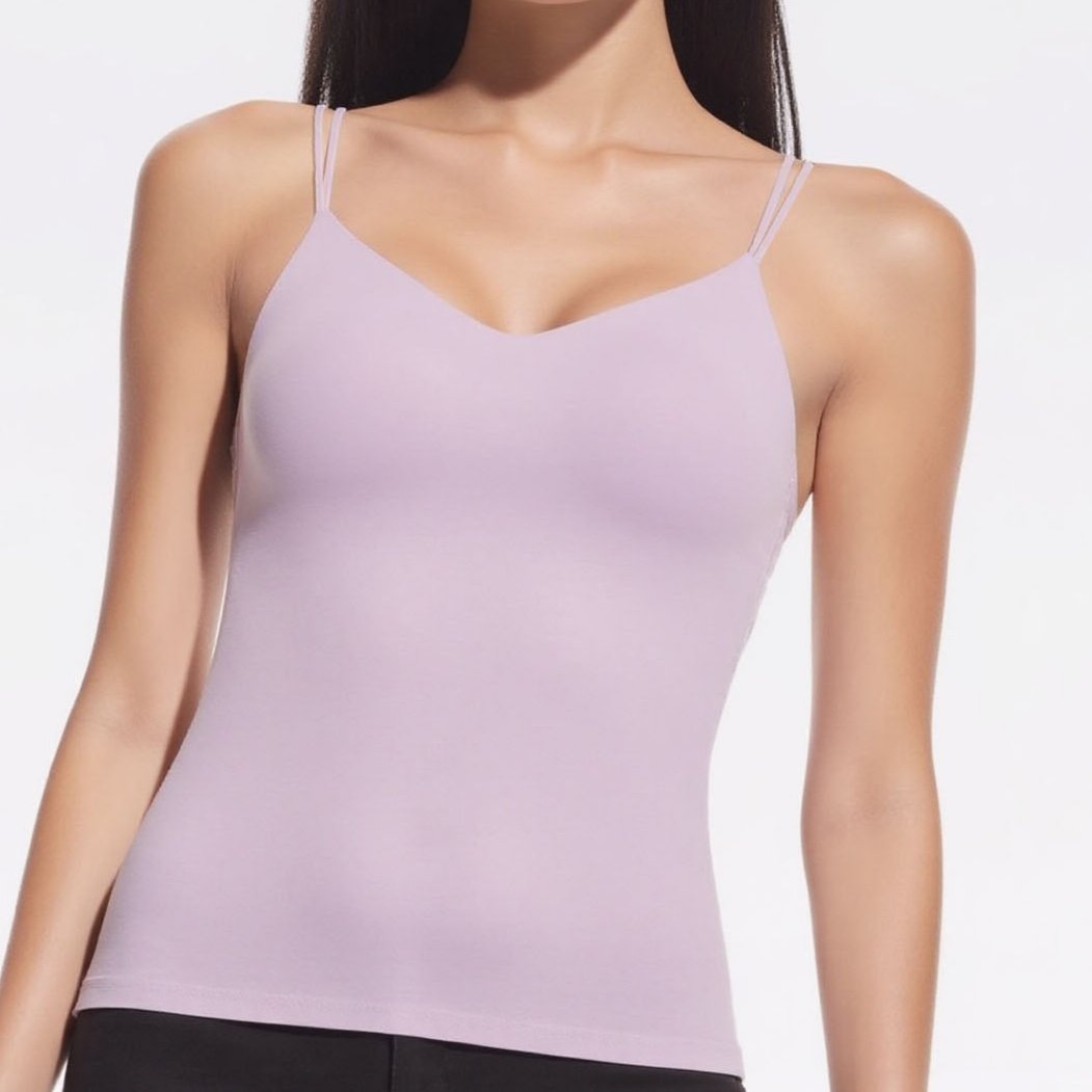 Ballet-Style Seamless V-Neck Strappy Cami Bra PURPLE