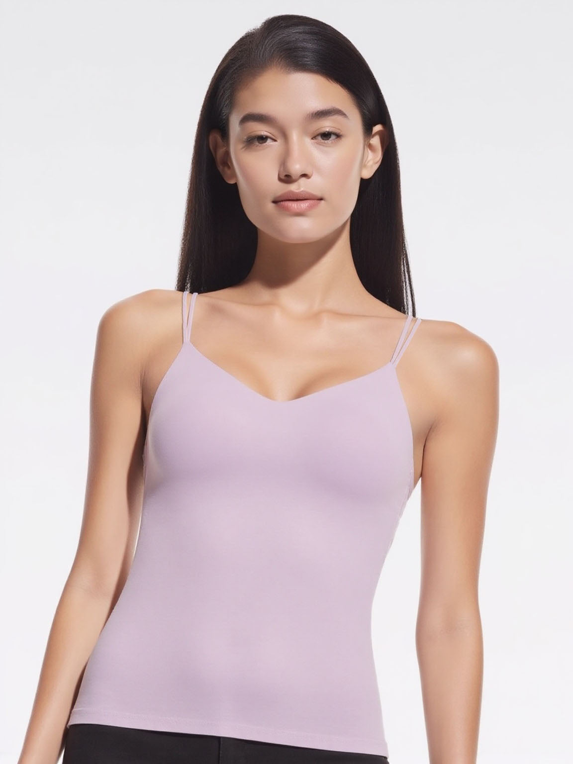 Ballet-Style Seamless V-Neck Strappy Cami Bra PURPLE