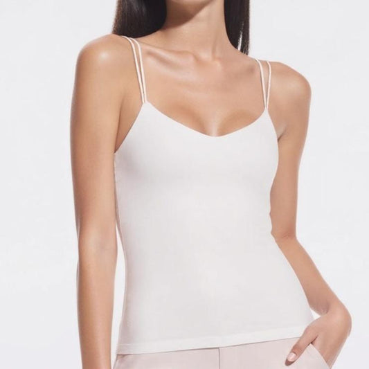 Ballet-Style Seamless V-Neck Strappy Cami Bra WHITE